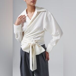 New Róhe White Cream Wrap Shirt Size 38